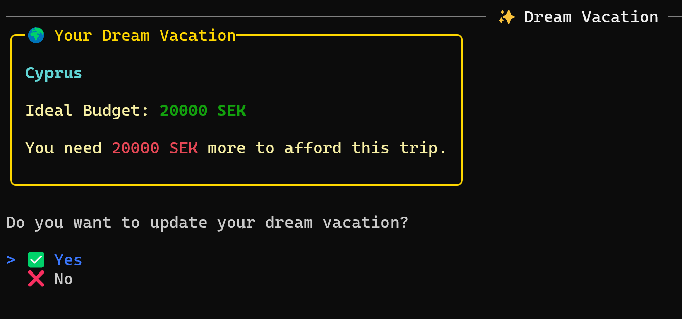 Dream Vacation Logic